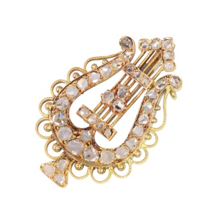 Diamonds and Harmony: The 1870s Gold Lyre Brooch-Pendant